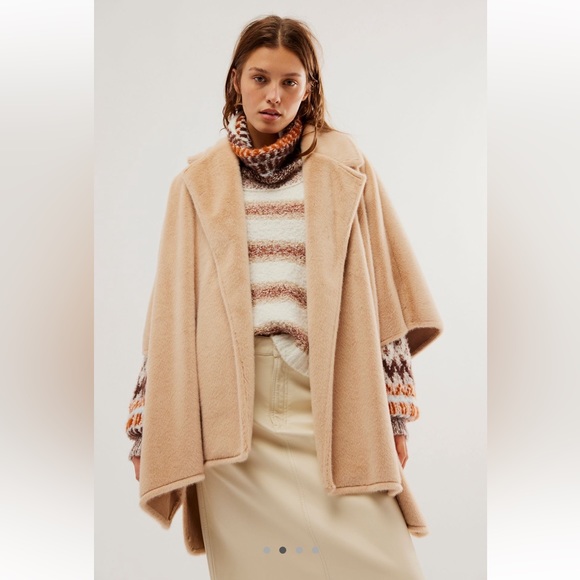 NWT Free People Starlett Faux Fur Poncho - one size - Picture 6 of 6